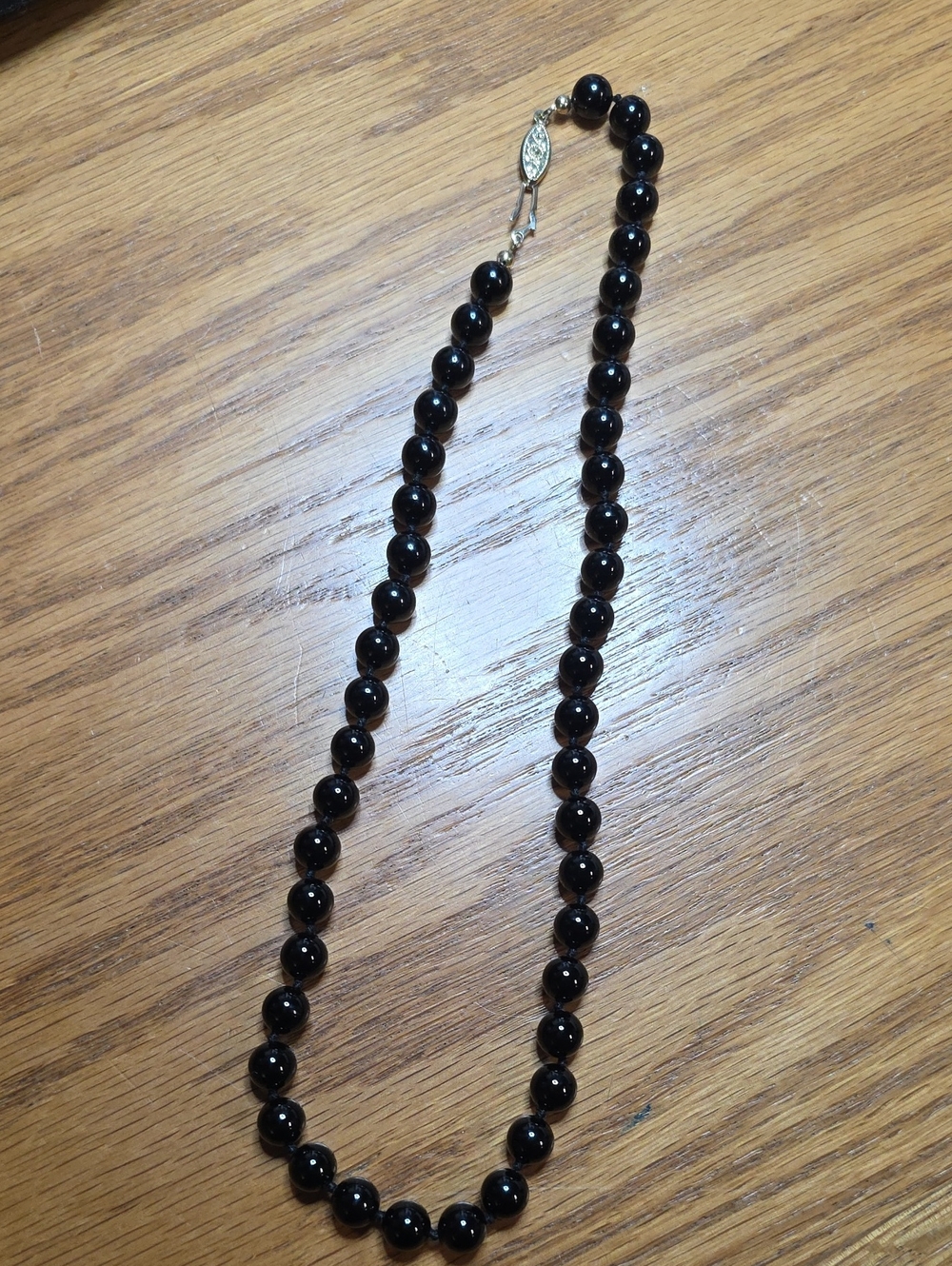 Black Stone Beaded Necklace - Classic Women's Jewelry Vintage